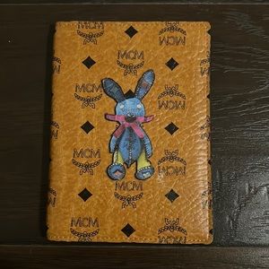 MCM Visetos Rabbit Passport Holder Cognac
